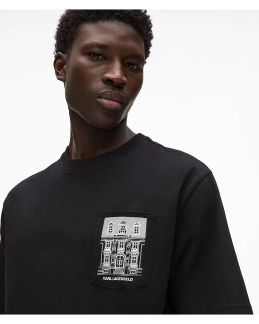 Karl Lagerfeld Black Exclusive Maison De Karl Pocket T-Shirt for men