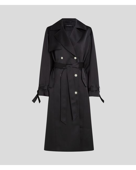 Karl Lagerfeld Black Fluid Trench Coat