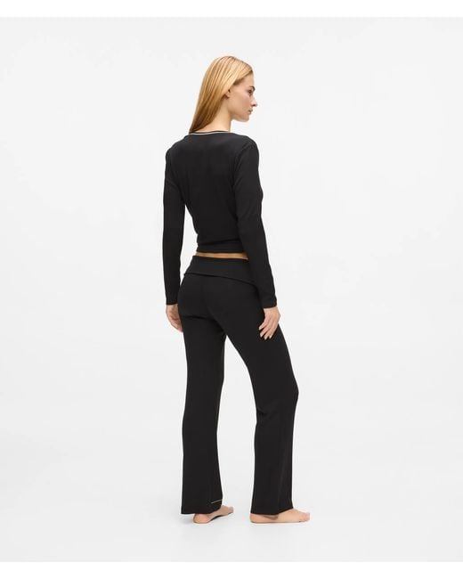 Karl Lagerfeld Black Signature Loungewear Flared Pants