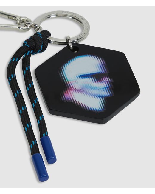 KL Jeans White Karl Graphic Keychain for men