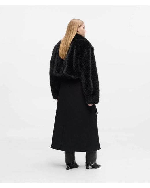 Karl Lagerfeld Black Transformable Long Faux-Fur Coat