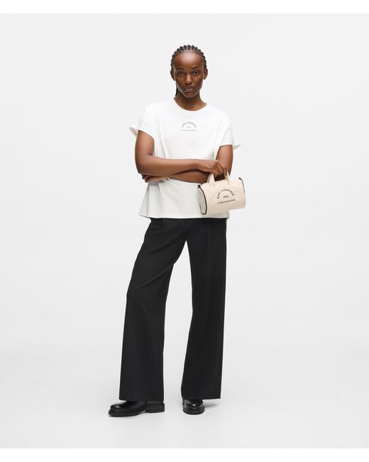 Karl Lagerfeld White Relaxed Rue St-Guillaume Glitter T-Shirt