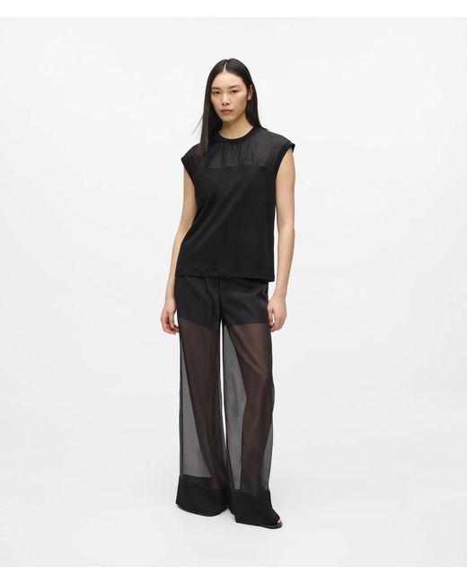 Karl Lagerfeld Black Signature Organza Tank Top