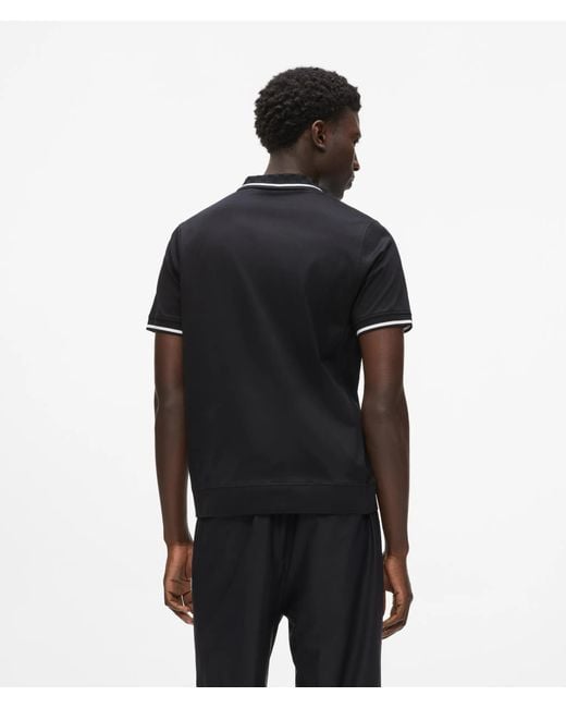 Karl Lagerfeld Black Contrast Piping Polo Shirt for men
