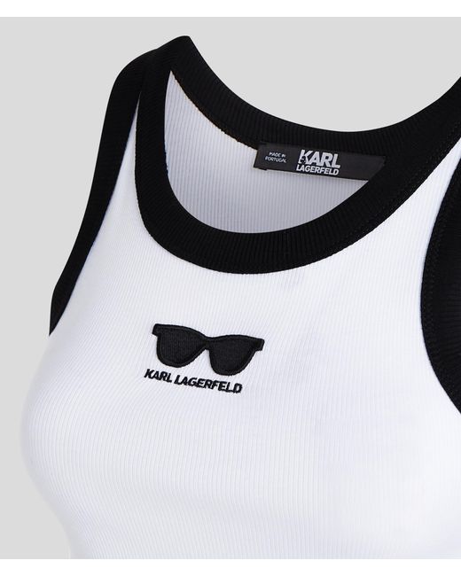 Karl Lagerfeld White Sunglasses Tank Top