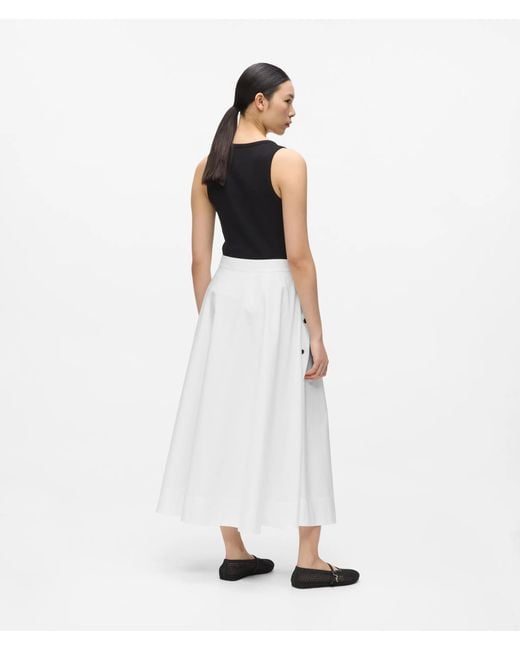 Karl Lagerfeld White Button Detail A-Line Skirt
