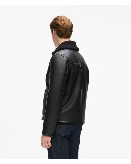 Karl Lagerfeld Black Faux-Shearling Reversible Jacket for men