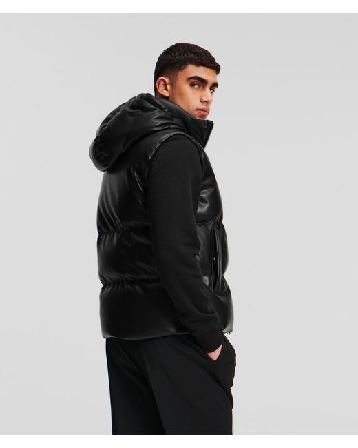 Karl Lagerfeld Black Faux-leather Puffer Vest for men