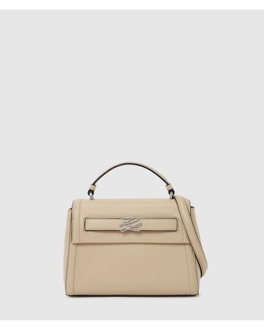 Karl Lagerfeld Natural K/Autograph Small Top Handle Bag