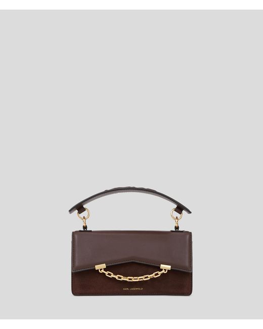Karl Lagerfeld Brown K/seven Grainy Suede Crossbody Bag