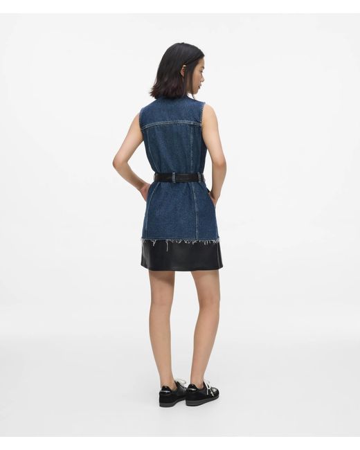 KL Jeans Blue Kleid Aus Kunstleder Und Denim, Damen, Größe