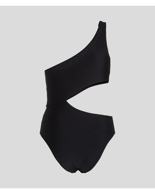 Karl Lagerfeld Black Karl Signature Cutout Swimsuit