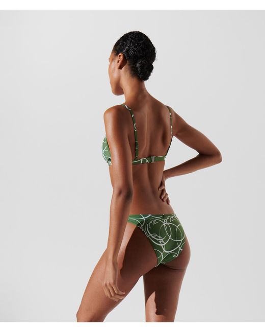 Karl Lagerfeld Green Circle Print Brazilian Bikini Bottoms