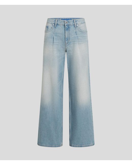 Karl Lagerfeld Blue Pleated Wide-leg Jeans