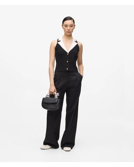 Karl Lagerfeld Black Tailored Knit Top
