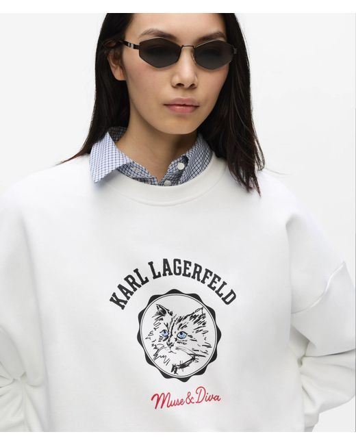 Karl Lagerfeld White Ikon Choupette Muse Sweatshirt