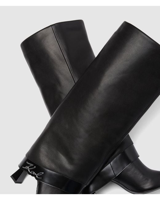 Karl Lagerfeld Black Debutante Tall Fold-Down Boots