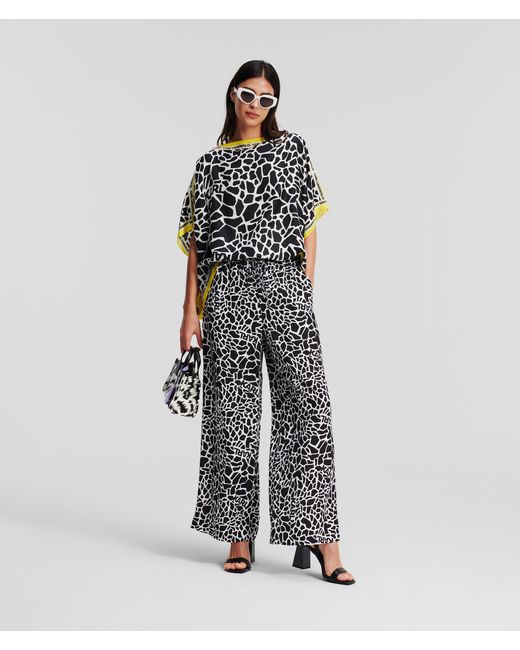 Karl Lagerfeld Black Giraffe-print Silk Tunic Shirt