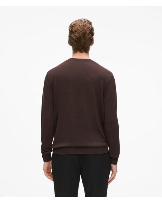 Karl Lagerfeld Brown Monogram Textured Crew Neck Sweater for men