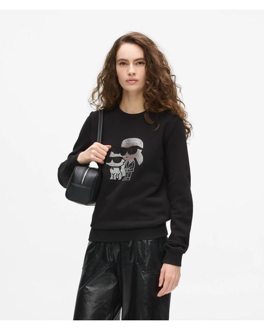 Karl Lagerfeld Black Ikon Rhinestone Sweatshirt