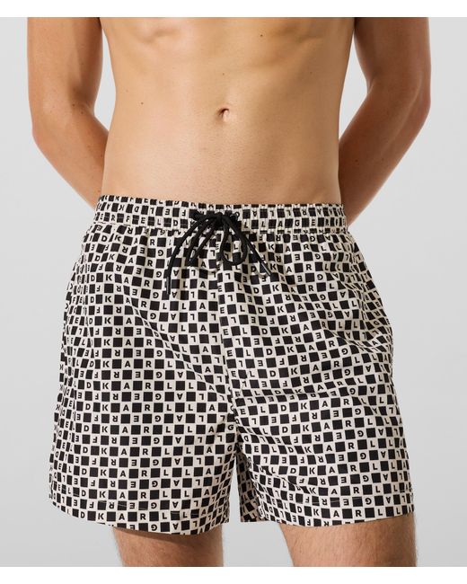 Karl Lagerfeld Green Checkerboard Boardshorts, Multicoloured for men