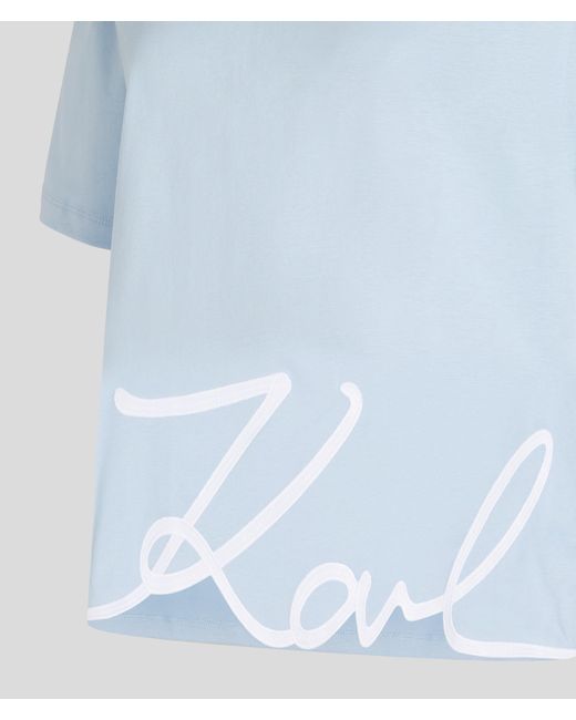 Karl Lagerfeld Blue Karl Signature Hem T-shirt