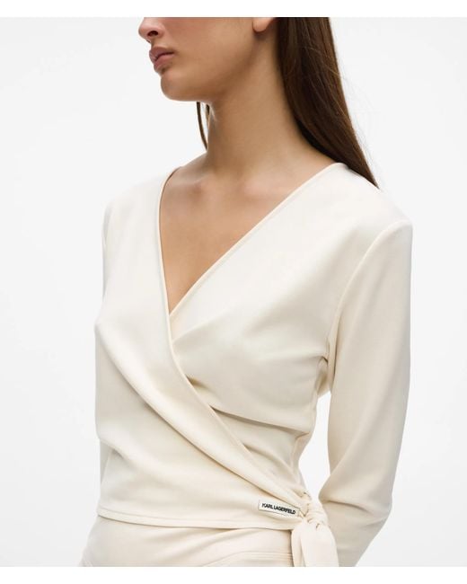 Karl Lagerfeld White Loungewear Wrap Top