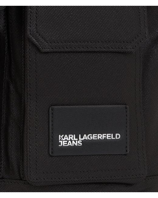 Karl Lagerfeld Black Utility Coated Denim Backpack
