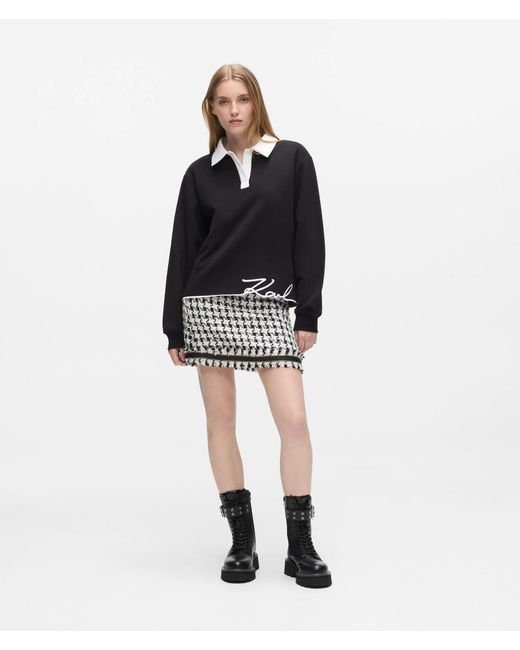 Karl Lagerfeld Black Signature Polo Sweatshirt