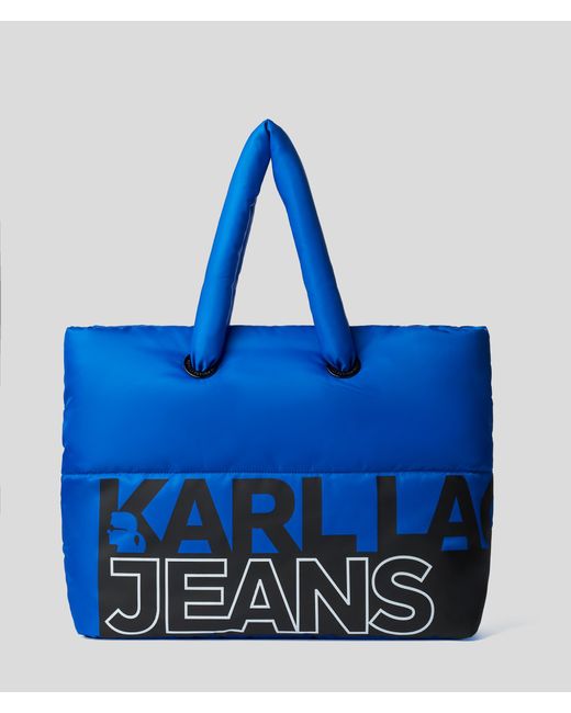 Karl Lagerfeld Blue Klj Logo Padded Nylon Xl Tote Bag