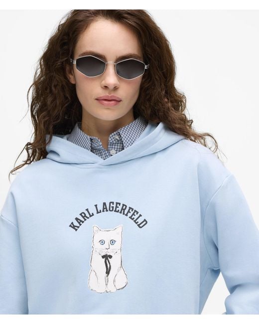 Karl Lagerfeld Blue Ikon Choupette Sketch Hoodie