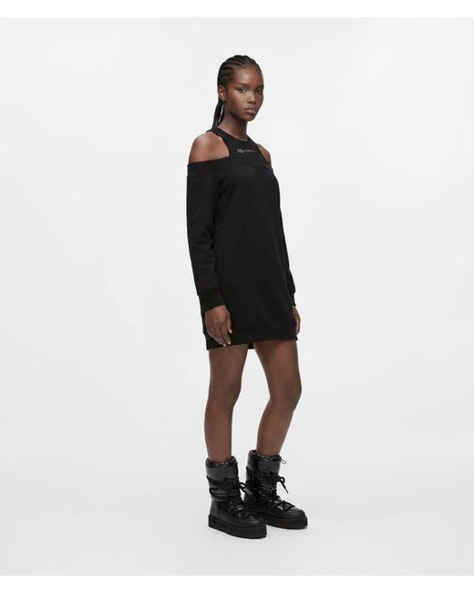 KL Jeans Black Cold-Shoulder Sweat Dress