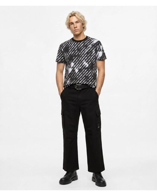 KL Jeans Black All-Over Ombré Logo T-Shirt for men