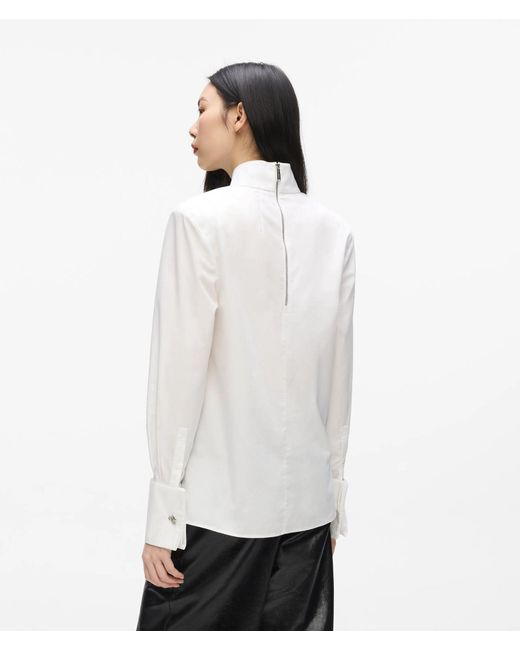 Karl Lagerfeld White High Neck Blouse