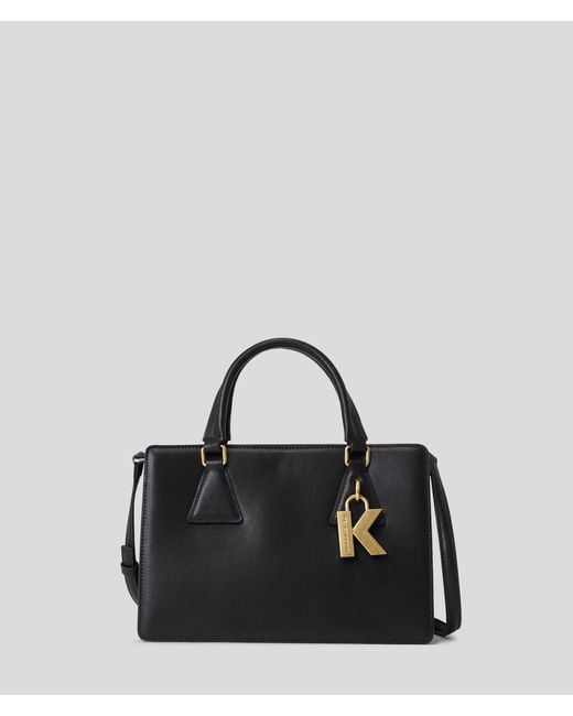 Karl Lagerfeld Black K/lock Medium Top Handle Bag