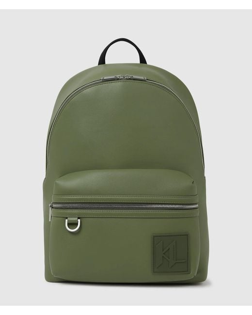 Karl Lagerfeld Green Monogram Patch Backpack for men