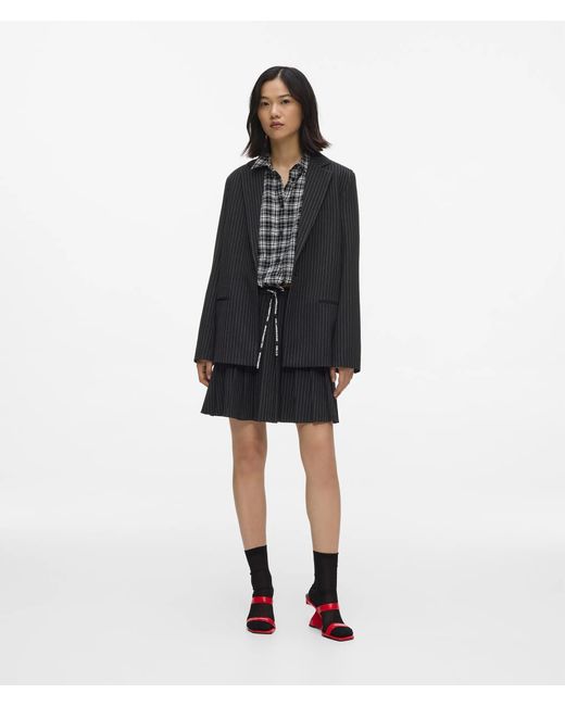 KL Jeans Black Pinstripe Pleated Mini Skirt