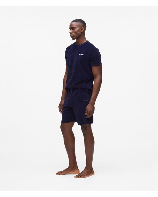 Karl Lagerfeld Blue Velvet Pajama Shorts for men