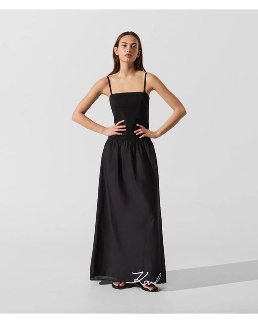 Karl Lagerfeld Black Signature Drop-Waist Maxi Dress