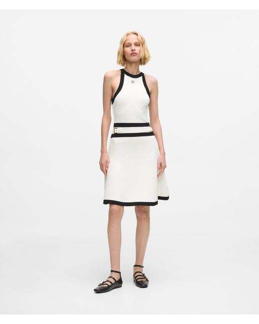 Karl Lagerfeld White Karl Dna Belted Knit Dress