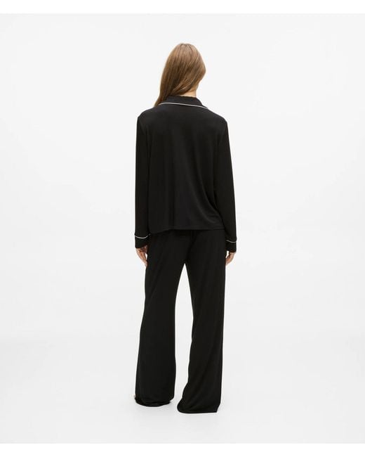 Karl Lagerfeld Black Signature Long Pajama Set
