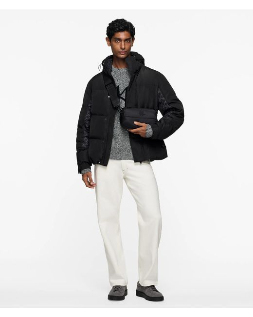 Karl Lagerfeld Brown Monogram Puffer Jacket for men