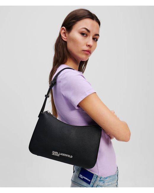 Karl Lagerfeld Black Schultertasche Mit Klj-Logo Aus Metall, Frau, Größe