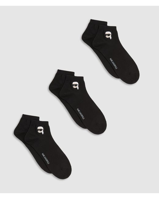 Karl Lagerfeld Black Ikon Short Socks – 3-Pack for men