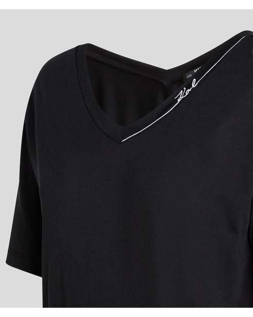 Karl Lagerfeld Black Karl Signature V-neck T-shirt