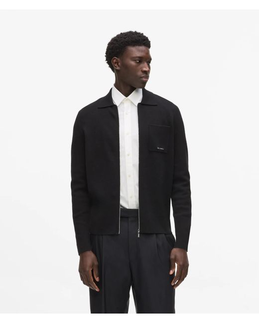 Karl Lagerfeld Black Knit Zip-Up Jacket for men