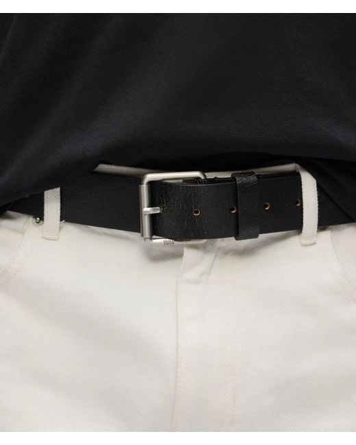 KL Jeans Black Cracked Leather Belt for men