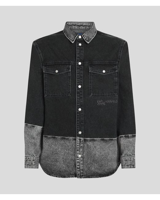 Ombre Denim Overshirt Karl Lagerfeld pour homme en coloris Black
