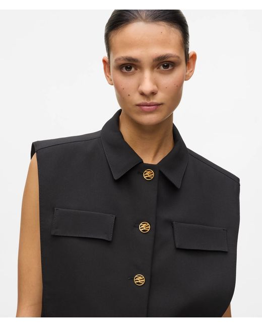 Karl Lagerfeld Black Cropped Gilet