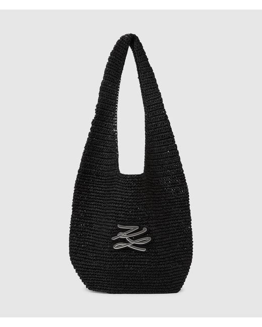 Karl Lagerfeld Black K/Autograph Crochet Hobo Bag